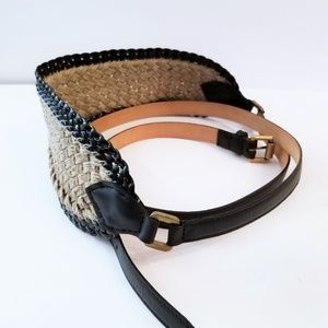 Etro Woven Obi Raffia and Black Leather Belt 90cm